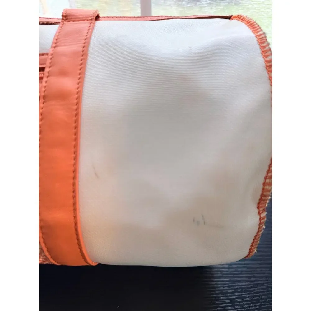 UGG Australia Orange Cream Coated Canvas Faux Leather Barrel Duffel Y2K Bag
